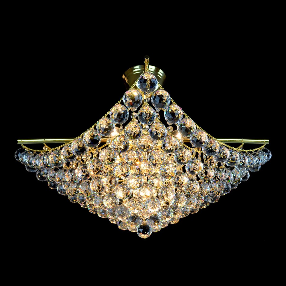 Casa Padrino Lustre en cristal baroque de luxe Or Ø 62 x H. 50 cm - Somptueuse Lustre en laiton avec cristal de Bohême - Meubles baroques - Noble & somptueux Casa Padrino Lustre en cristal baroque de luxe Or Ø 62 x H. 50 cm - Somptueuse Lustre en laiton avec cristal de Bohême - Meubles baroques - Noble & somptueux