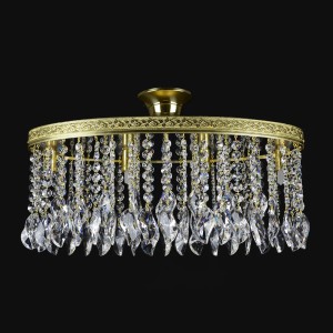 Casa Padrino Luxury Baroque Crystal Wall Lamp Gold 50 x 20 x H. 20 cm - Magnificent Brass Wall Lamp with Bohemian Crystal Glass - Baroque Furniture - Noble & Magnificent