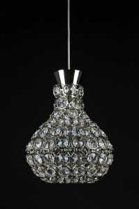 Casa Padrino Luxury Crystal Pendant Lamp Silver Ø 23 x H. 30 cm - Magnificent Brass Pendant Lamp with Bohemian Crystal Glass - Baroque Furniture - Noble & Magnificent