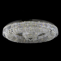 Casa Padrino Plafonnier en cristal de luxe Argent Ø 85 x H. 26 cm - Somptueuse Plafonnier en laiton avec cristal de Bohême - Meubles baroques - Noble & somptueux