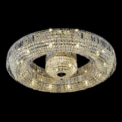 Casa Padrino Plafonnier en cristal de luxe Argent Ø 85 x H. 26 cm - Somptueuse Plafonnier en laiton avec cristal de Bohême - Meubles baroques - Noble & somptueux