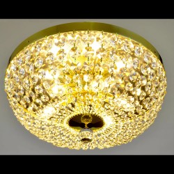 Casa Padrino Luxury Baroque Crystal Ceiling Lamp Gold Ø 45 x H. 18 cm - Magnificent Brass Ceiling Lamp with Bohemian Crystal Glass - Baroque Furniture - Noble & Magnificent Casa Padrino Luxury Baroque Crystal Ceiling Lamp Gold Ø 45 x H. 18 cm - Magnificent Brass Ceiling Lamp with Bohemian Crystal Glass - Baroque Furniture - Noble & Magnificent
