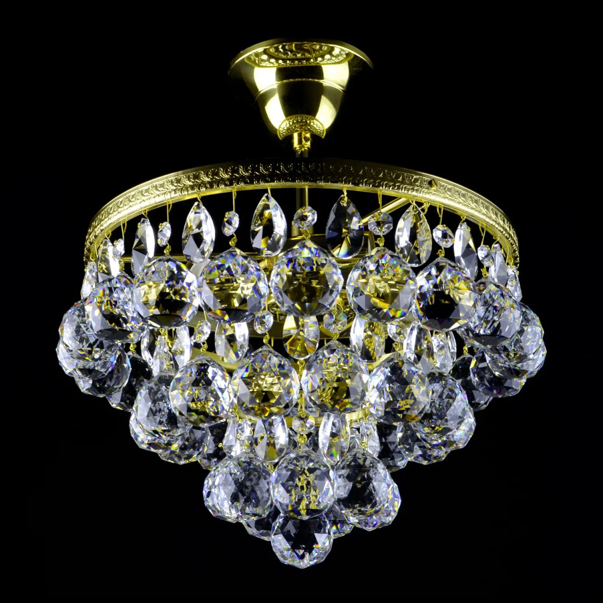 Casa Padrino Lustre en cristal baroque de luxe Or Ø 30 x H. 35 cm - Somptueuse Lustre en laiton avec cristal de Bohême - Meubles baroques - Noble & somptueux Casa Padrino Lustre en cristal baroque de luxe Or Ø 30 x H. 35 cm - Somptueuse Lustre en laiton avec cristal de Bohême - Meubles baroques - Noble & somptueux