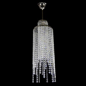 Casa Padrino Luxury Crystal Pendant Lamp Silver Ø 20 x H. 62 cm - Magnificent Brass Pendant Lamp with Bohemian Crystal Glass - Baroque Furniture - Noble & Magnificent