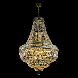 Casa Padrino Lampadario in cristallo barocco di lusso Oro Ø 60 x H. 90 cm - Sontuosa Lampadario in ottone con cristallo di Boemia - Mobili barocchi - Nobile e sontuoso Casa Padrino Lampadario in cristallo barocco di lusso Oro Ø 60 x H. 90 cm - Sontuosa Lampadario in ottone con cristallo di Boemia - Mobili barocchi - Nobile e sontuoso