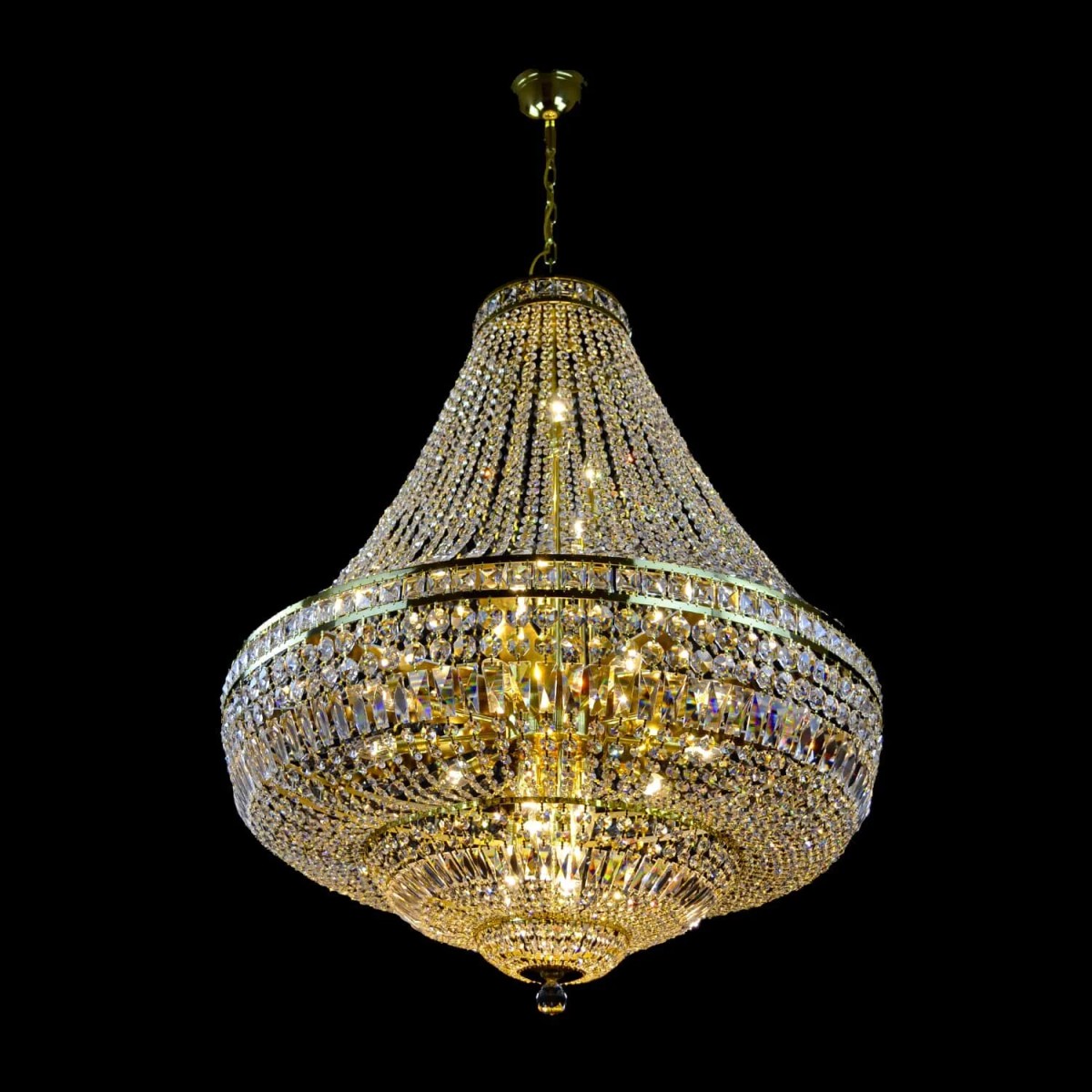 Casa Padrino Luxury Baroque Crystal Chandelier Gold Ø 90 x H. 111 cm - Magnificent Brass Chandelier with Bohemian Crystal Glass - Baroque Furniture - Noble & Magnificent Casa Padrino Luxury Baroque Crystal Chandelier Gold Ø 90 x H. 111 cm - Magnificent Brass Chandelier with Bohemian Crystal Glass - Baroque Furniture - Noble & Magnificent