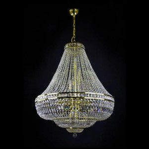 Casa Padrino Luxus Barock Kristall Kronleuchter Gold Ø 90 x H. 111 cm - Prunkvolle Messing Kronleuchter mit böhmischem Kristallglas - Barock Möbel - Edel & Prunkvoll