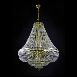 Casa Padrino Luxury Baroque Crystal Chandelier Gold Ø 90 x H. 111 cm - Magnificent Brass Chandelier with Bohemian Crystal Glass - Baroque Furniture - Noble & Magnificent Casa Padrino Luxury Baroque Crystal Chandelier Gold Ø 90 x H. 111 cm - Magnificent Brass Chandelier with Bohemian Crystal Glass - Baroque Furniture - Noble & Magnificent