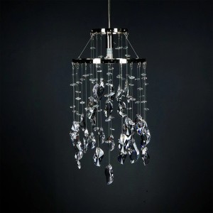 Casa Padrino Luxury Crystal Pendant Lamp Silver Ø 20 x H. 40 cm - Magnificent Brass Pendant Lamp with Bohemian Crystal Glass - Baroque Furniture - Noble & Magnificent