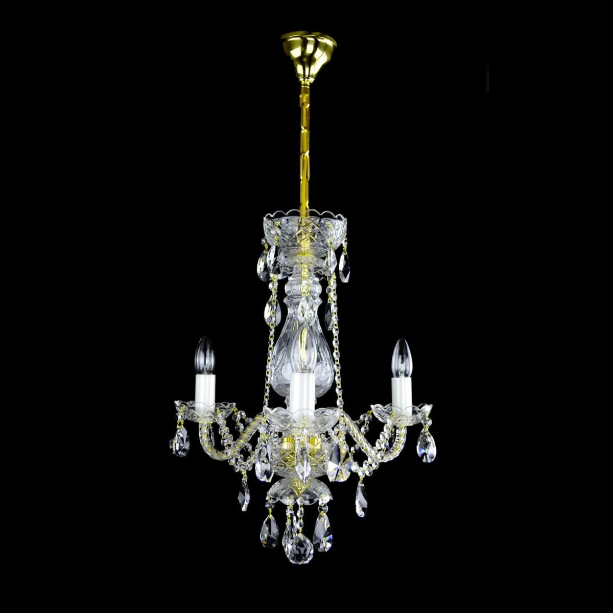 Casa Padrino Luxury Baroque Crystal Chandelier Gold Ø 40 x H. 52 cm - Magnificent Brass Chandelier with Bohemian Crystal Glass - Baroque Furniture - Noble & Magnificent Casa Padrino Luxury Baroque Crystal Chandelier Gold Ø 40 x H. 52 cm - Magnificent Brass Chandelier with Bohemian Crystal Glass - Baroque Furniture - Noble & Magnificent