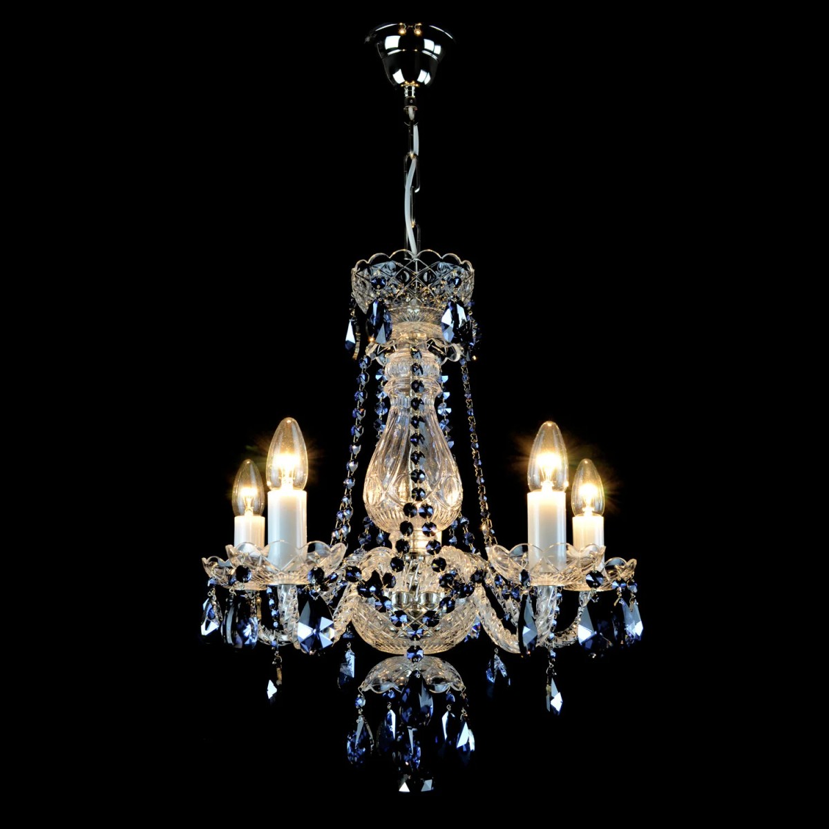 Casa Padrino Luxury Baroque Crystal Chandelier Silver Ø 50 x H. 50 cm - Magnificent Brass Chandelier with Bohemian Crystal Glass - Baroque Furniture - Noble & Magnificent Casa Padrino Luxury Baroque Crystal Chandelier Silver Ø 50 x H. 50 cm - Magnificent Brass Chandelier with Bohemian Crystal Glass - Baroque Furniture - Noble & Magnificent