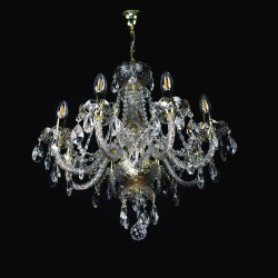 Casa Padrino Luxury Baroque Crystal Chandelier Gold Ø 55 x H. 57 cm - Magnificent Brass Chandelier with Bohemian Crystal Glass - Baroque Furniture - Noble & Magnificent Casa Padrino Luxury Baroque Crystal Chandelier Gold Ø 55 x H. 57 cm - Magnificent Brass Chandelier with Bohemian Crystal Glass - Baroque Furniture - Noble & Magnificent