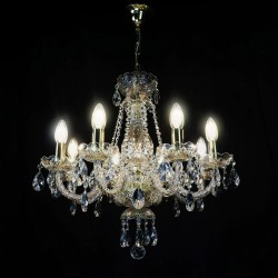 Casa Padrino Luxury Baroque Crystal Chandelier Gold Ø 55 x H. 57 cm - Magnificent Brass Chandelier with Bohemian Crystal Glass - Baroque Furniture - Noble & Magnificent Casa Padrino Luxury Baroque Crystal Chandelier Gold Ø 55 x H. 57 cm - Magnificent Brass Chandelier with Bohemian Crystal Glass - Baroque Furniture - Noble & Magnificent