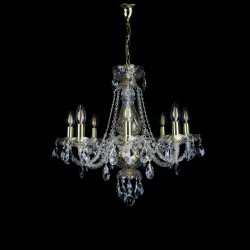 Casa Padrino Luxury Baroque Crystal Chandelier Gold Ø 55 x H. 57 cm - Magnificent Brass Chandelier with Bohemian Crystal Glass - Baroque Furniture - Noble & Magnificent Casa Padrino Luxury Baroque Crystal Chandelier Gold Ø 55 x H. 57 cm - Magnificent Brass Chandelier with Bohemian Crystal Glass - Baroque Furniture - Noble & Magnificent
