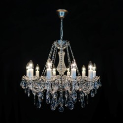 Casa Padrino Lustre en cristal baroque de luxe Argent Ø 66 x H. 68 cm - Somptueuse Lustre en laiton avec cristal de Bohême - Meubles baroques - Noble & somptueux