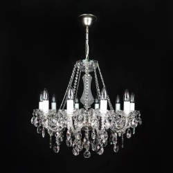 Casa Padrino Lustre en cristal baroque de luxe Argent Ø 66 x H. 68 cm - Somptueuse Lustre en laiton avec cristal de Bohême - Meubles baroques - Noble & somptueux