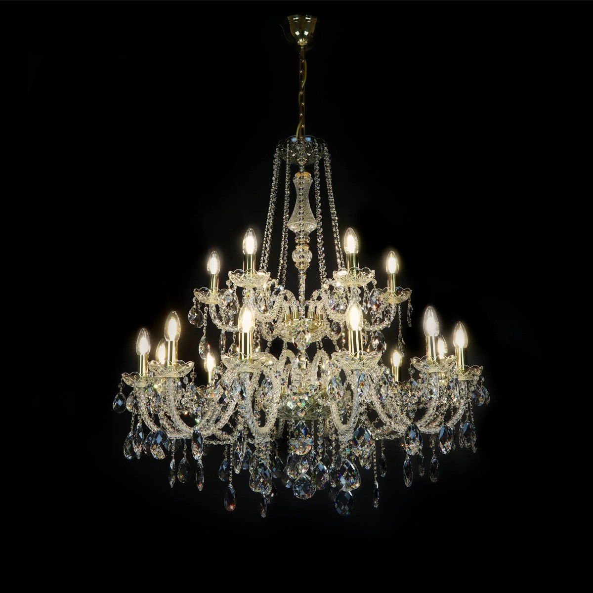 Casa Padrino Lustre en cristal baroque de luxe Or Ø 92 x H. 95 cm - Somptueuse Lustre en laiton avec cristal de Bohême - Meubles baroques - Noble & somptueux Casa Padrino Lustre en cristal baroque de luxe Or Ø 92 x H. 95 cm - Somptueuse Lustre en laiton avec cristal de Bohême - Meubles baroques - Noble & somptueux