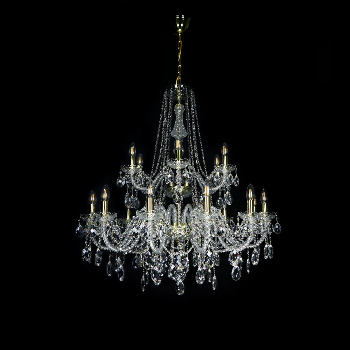 Casa Padrino Lustre en cristal baroque de luxe Or Ø 92 x H. 95 cm - Somptueuse Lustre en laiton avec cristal de Bohême - Meubles baroques - Noble & somptueux Casa Padrino Lustre en cristal baroque de luxe Or Ø 92 x H. 95 cm - Somptueuse Lustre en laiton avec cristal de Bohême - Meubles baroques - Noble & somptueux