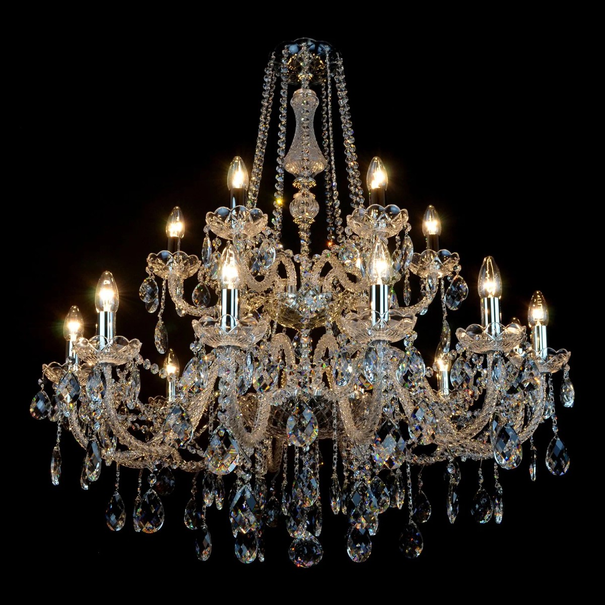 Casa Padrino Luxury Baroque Crystal Chandelier Silver Ø 92 x H. 95 cm - Magnificent Brass Chandelier with Bohemian Crystal Glass - Baroque Furniture - Noble & Magnificent Casa Padrino Luxury Baroque Crystal Chandelier Silver Ø 92 x H. 95 cm - Magnificent Brass Chandelier with Bohemian Crystal Glass - Baroque Furniture - Noble & Magnificent