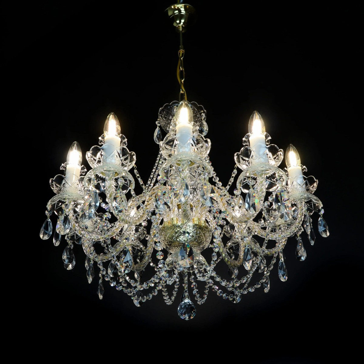 Casa Padrino Lustre en cristal baroque de luxe Or Ø 70 x H. 61 cm - Somptueuse Lustre en laiton avec cristal de Bohême - Meubles baroques - Noble & somptueux Casa Padrino Lustre en cristal baroque de luxe Or Ø 70 x H. 61 cm - Somptueuse Lustre en laiton avec cristal de Bohême - Meubles baroques - Noble & somptueux