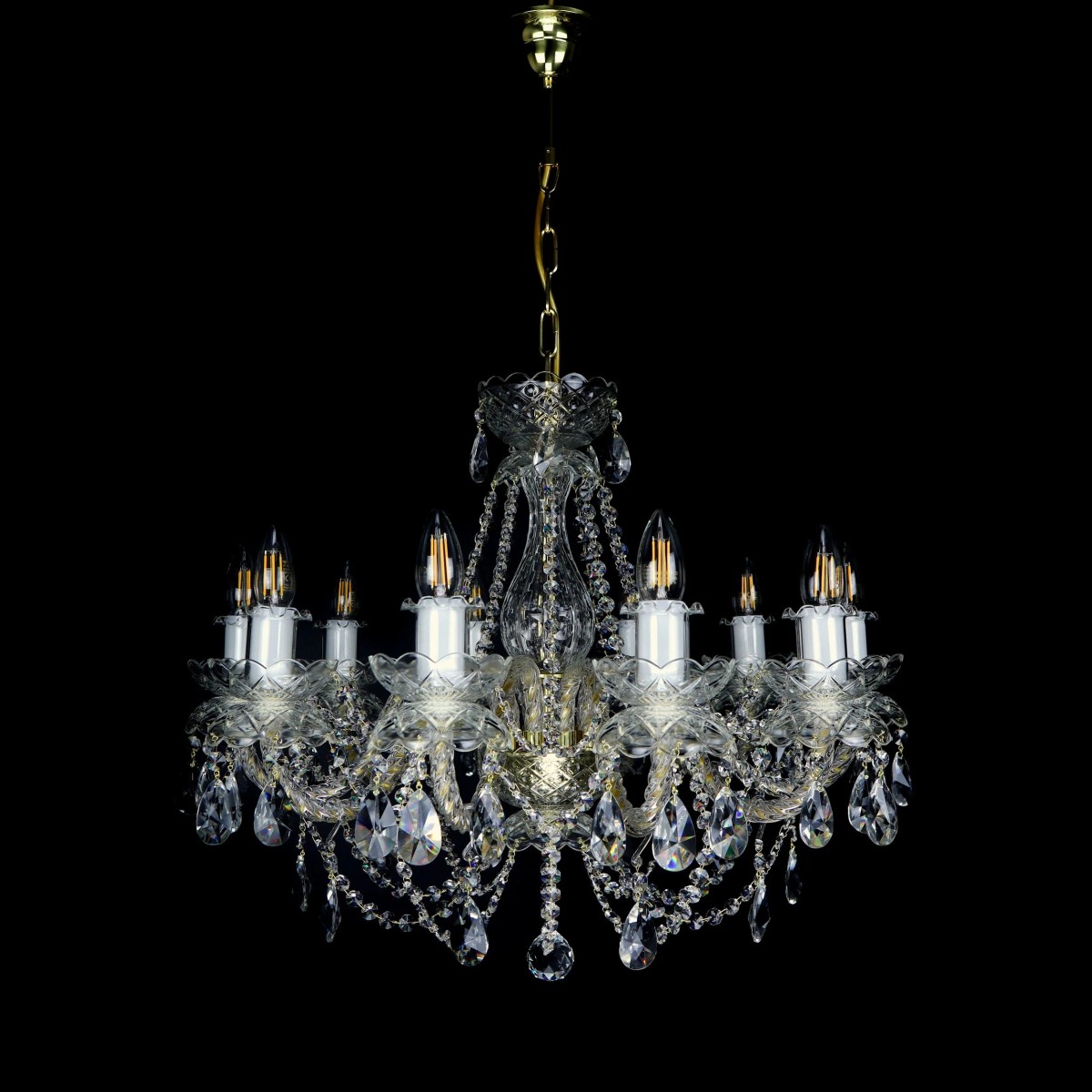 Casa Padrino Lustre en cristal baroque de luxe Or Ø 70 x H. 61 cm - Somptueuse Lustre en laiton avec cristal de Bohême - Meubles baroques - Noble & somptueux Casa Padrino Lustre en cristal baroque de luxe Or Ø 70 x H. 61 cm - Somptueuse Lustre en laiton avec cristal de Bohême - Meubles baroques - Noble & somptueux