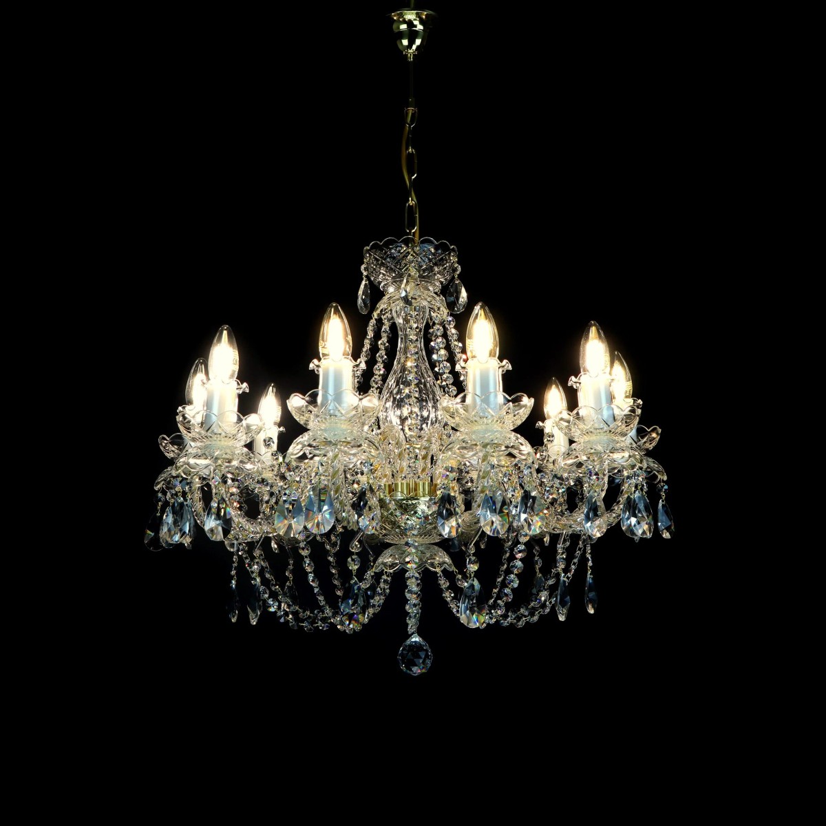 Casa Padrino Lustre en cristal baroque de luxe Or Ø 70 x H. 61 cm - Somptueuse Lustre en laiton avec cristal de Bohême - Meubles baroques - Noble & somptueux Casa Padrino Lustre en cristal baroque de luxe Or Ø 70 x H. 61 cm - Somptueuse Lustre en laiton avec cristal de Bohême - Meubles baroques - Noble & somptueux