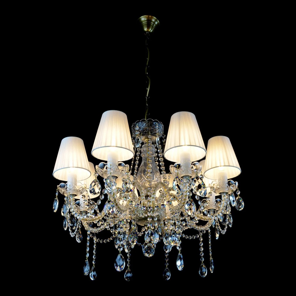 Casa Padrino Luxury Baroque Crystal Chandelier Silver Ø 67 x H. 56 cm - Magnificent Brass Chandelier with Bohemian Crystal Glass - Baroque Furniture - Noble & Magnificent Casa Padrino Luxury Baroque Crystal Chandelier Silver Ø 67 x H. 56 cm - Magnificent Brass Chandelier with Bohemian Crystal Glass - Baroque Furniture - Noble & Magnificent