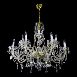 Casa Padrino Luxury Baroque Crystal Chandelier Gold Ø 66 x H. 60 cm - Magnificent Brass Chandelier with Bohemian Crystal Glass - Baroque Furniture - Noble & Magnificent