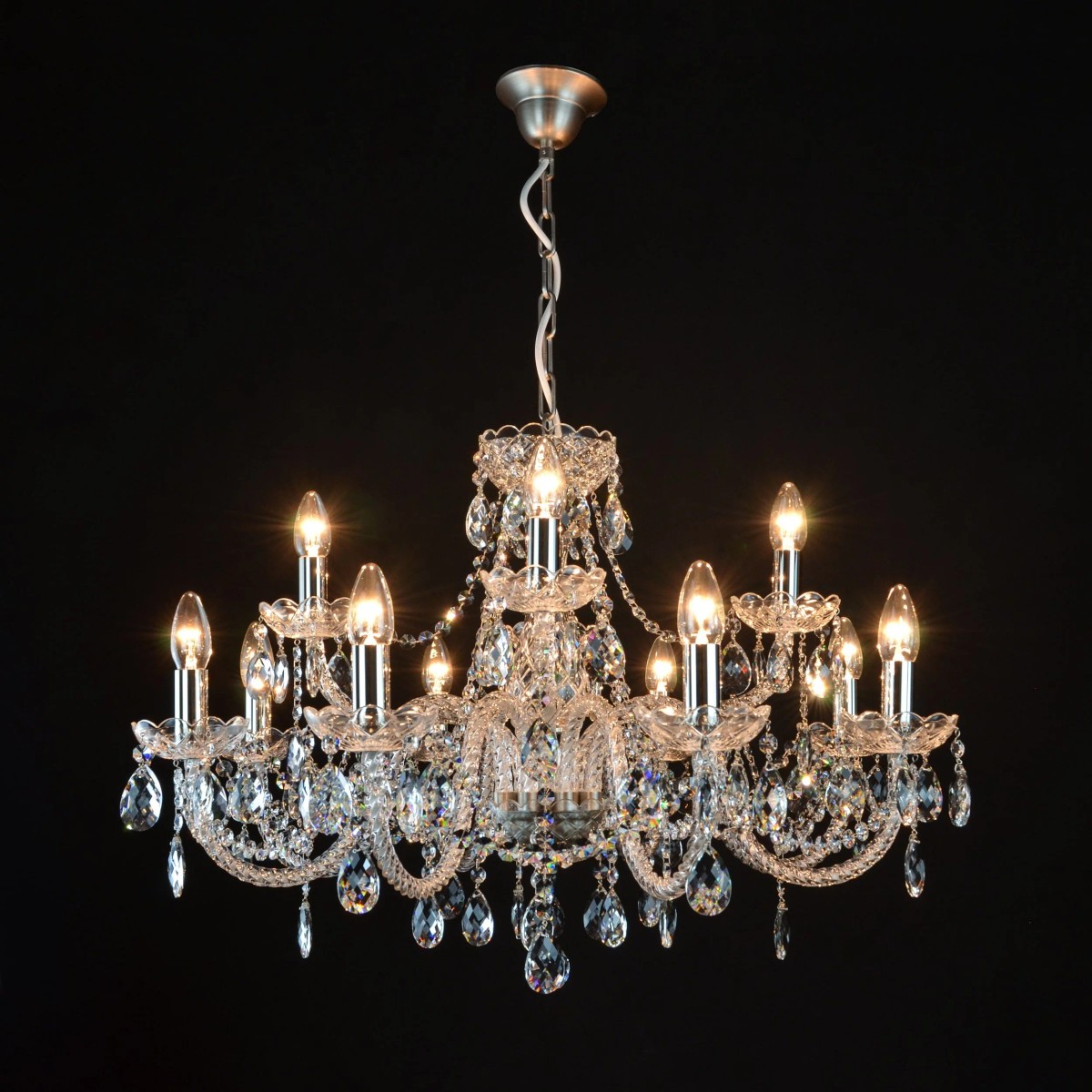 Casa Padrino Luxus Barock Kristall Kronleuchter Silber Ø 66 x H. 60 cm - Prunkvolle Messing Kronleuchter mit böhmischem Kristallglas - Barock Möbel - Edel & Prunkvoll Casa Padrino Luxus Barock Kristall Kronleuchter Silber Ø 66 x H. 60 cm - Prunkvolle Messing Kronleuchter mit böhmischem Kristallglas - Barock Möbel - Edel & Prunkvoll
