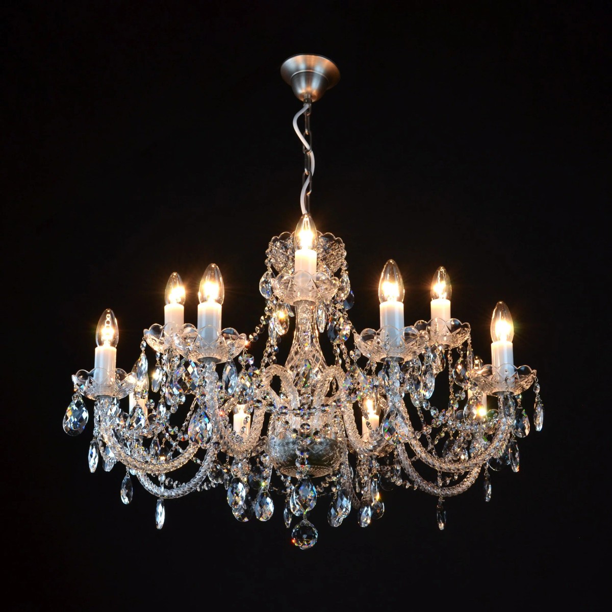 Casa Padrino Luxus Barock Kristall Kronleuchter Silber Ø 66 x H. 60 cm - Prunkvolle Messing Kronleuchter mit böhmischem Kristallglas - Barock Möbel - Edel & Prunkvoll Casa Padrino Luxus Barock Kristall Kronleuchter Silber Ø 66 x H. 60 cm - Prunkvolle Messing Kronleuchter mit böhmischem Kristallglas - Barock Möbel - Edel & Prunkvoll
