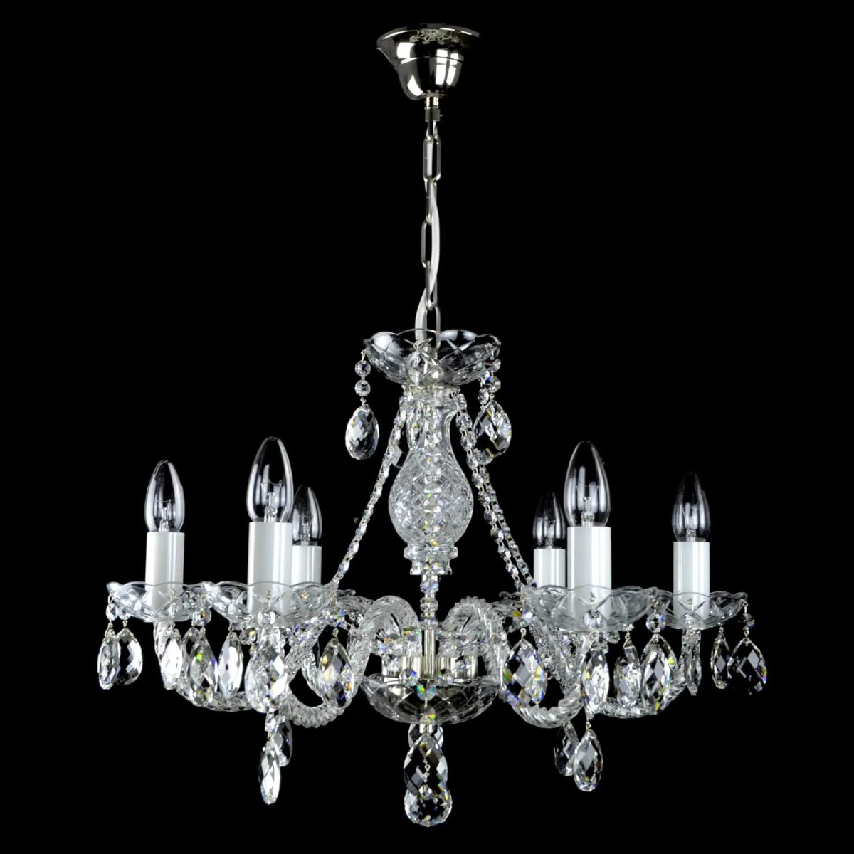 Casa Padrino Luxus Barock Kristall Kronleuchter Silber Ø 60 x H. 50 cm - Prunkvolle Messing Kronleuchter mit böhmischem Kristallglas - Barock Möbel - Edel & Prunkvoll Casa Padrino Luxus Barock Kristall Kronleuchter Silber Ø 60 x H. 50 cm - Prunkvolle Messing Kronleuchter mit böhmischem Kristallglas - Barock Möbel - Edel & Prunkvoll