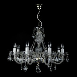 Casa Padrino Luxus Barock Kristall Kronleuchter Silber Ø 65 x H. 50 cm - Prunkvolle Messing Kronleuchter mit böhmischem Kristallglas - Barock Möbel - Edel & Prunkvoll Casa Padrino Luxus Barock Kristall Kronleuchter Silber Ø 65 x H. 50 cm - Prunkvolle Messing Kronleuchter mit böhmischem Kristallglas - Barock Möbel - Edel & Prunkvoll