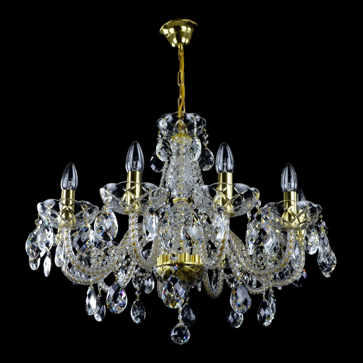 Casa Padrino Luxus Barock Kristall Kronleuchter Gold Ø 66 x H. 53 cm - Prunkvolle Messing Kronleuchter mit böhmischem Kristallglas - Barock Möbel - Edel & Prunkvoll Casa Padrino Luxus Barock Kristall Kronleuchter Gold Ø 66 x H. 53 cm - Prunkvolle Messing Kronleuchter mit böhmischem Kristallglas - Barock Möbel - Edel & Prunkvoll