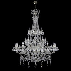 Casa Padrino Lustre en cristal baroque de luxe Argent Ø 130 x H. 170 cm - Somptueuse Lustre en laiton avec cristal de Bohême - Meubles baroques - Noble & somptueux Casa Padrino Lustre en cristal baroque de luxe Argent Ø 130 x H. 170 cm - Somptueuse Lustre en laiton avec cristal de Bohême - Meubles baroques - Noble & somptueux