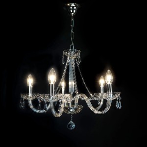 Casa Padrino Luxus Barock Kristall Kronleuchter Silber Ø 55 x H. 45 cm - Prunkvolle Messing Kronleuchter mit böhmischem Kristallglas - Barock Möbel - Edel & Prunkvoll