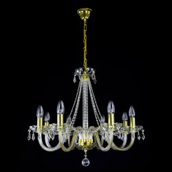 Casa Padrino Lustre en cristal baroque de luxe Or Ø 65 x H. 55 cm - Somptueuse Lustre en laiton avec cristal de Bohême - Meubles baroques - Noble & somptueux Casa Padrino Lustre en cristal baroque de luxe Or Ø 65 x H. 55 cm - Somptueuse Lustre en laiton avec cristal de Bohême - Meubles baroques - Noble & somptueux