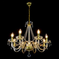 Casa Padrino Lustre en cristal baroque de luxe Or Ø 65 x H. 55 cm - Somptueuse Lustre en laiton avec cristal de Bohême - Meubles baroques - Noble & somptueux Casa Padrino Lustre en cristal baroque de luxe Or Ø 65 x H. 55 cm - Somptueuse Lustre en laiton avec cristal de Bohême - Meubles baroques - Noble & somptueux