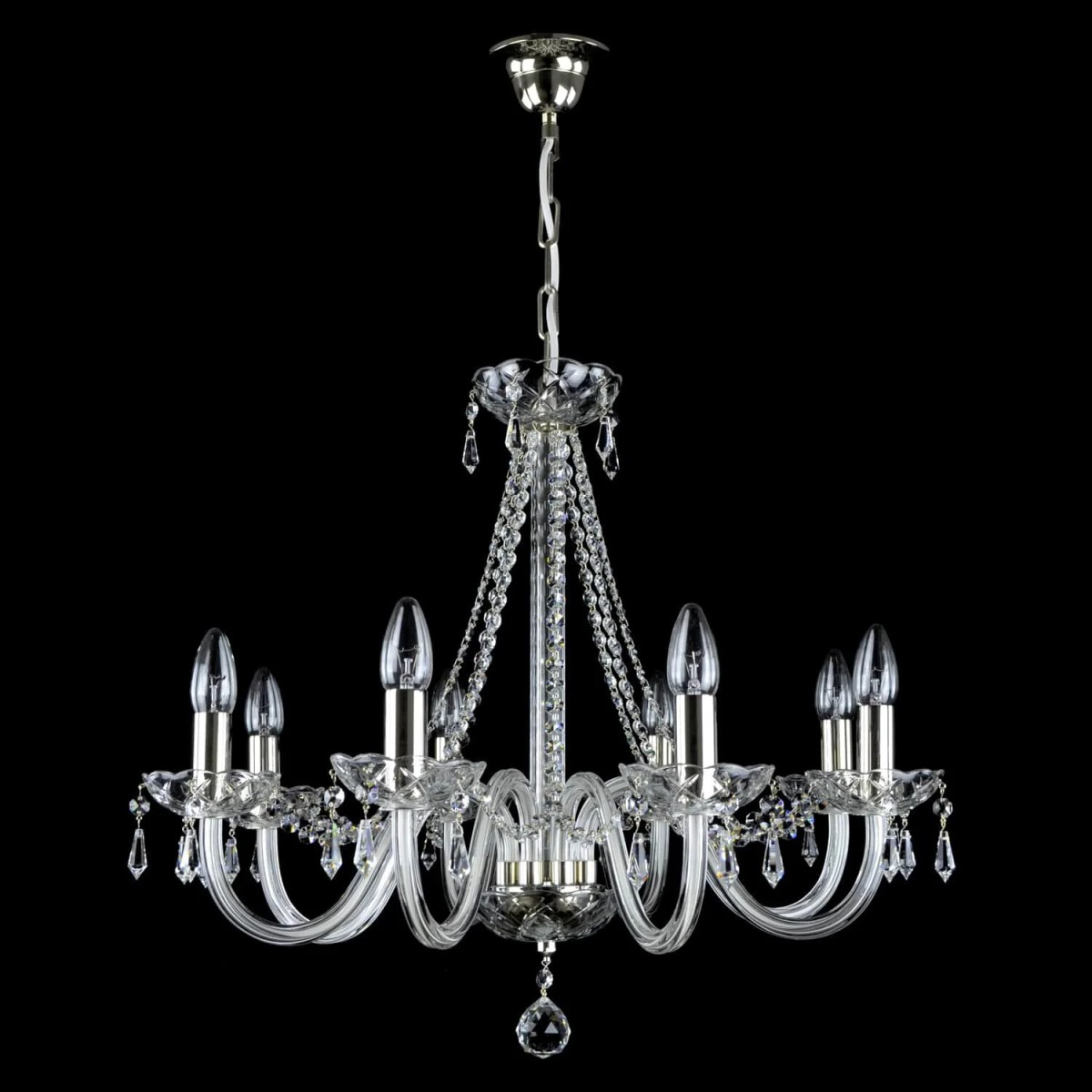 Casa Padrino Lustre en cristal baroque de luxe Argent Ø 65 x H. 55 cm - Somptueuse Lustre en laiton avec cristal de Bohême - Meubles baroques - Noble & somptueux Casa Padrino Lustre en cristal baroque de luxe Argent Ø 65 x H. 55 cm - Somptueuse Lustre en laiton avec cristal de Bohême - Meubles baroques - Noble & somptueux