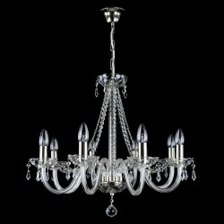 Casa Padrino Lustre en cristal baroque de luxe Argent Ø 65 x H. 55 cm - Somptueuse Lustre en laiton avec cristal de Bohême - Meubles baroques - Noble & somptueux Casa Padrino Lustre en cristal baroque de luxe Argent Ø 65 x H. 55 cm - Somptueuse Lustre en laiton avec cristal de Bohême - Meubles baroques - Noble & somptueux