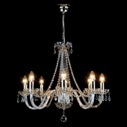 Casa Padrino Lustre en cristal baroque de luxe Argent Ø 65 x H. 55 cm - Somptueuse Lustre en laiton avec cristal de Bohême - Meubles baroques - Noble & somptueux Casa Padrino Lustre en cristal baroque de luxe Argent Ø 65 x H. 55 cm - Somptueuse Lustre en laiton avec cristal de Bohême - Meubles baroques - Noble & somptueux