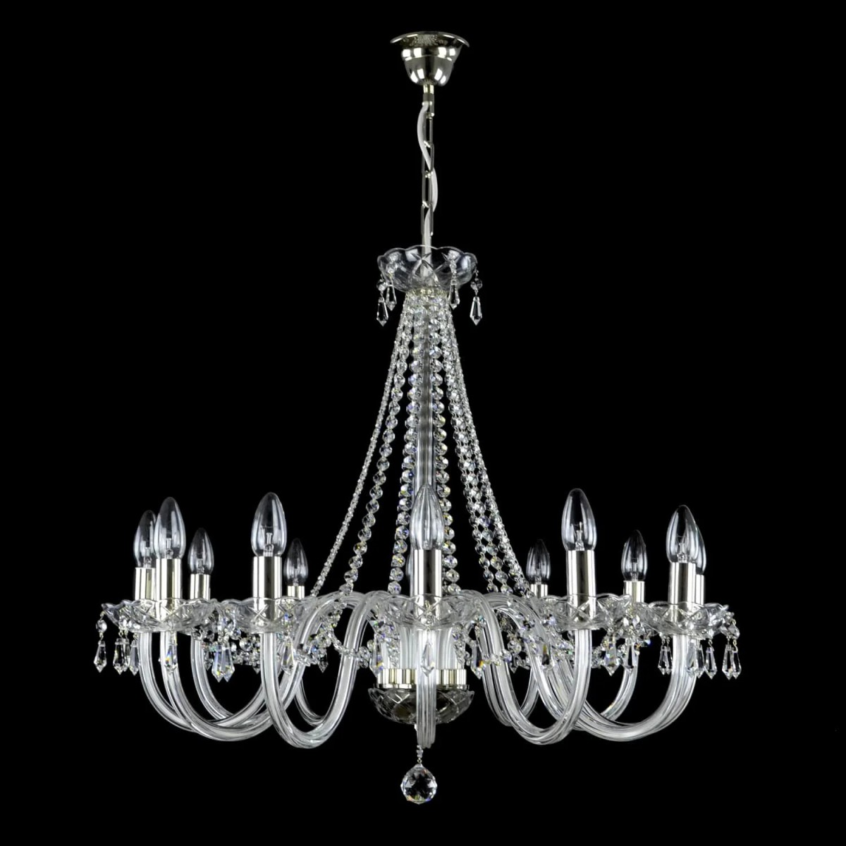 Casa Padrino Lustre en cristal baroque de luxe Argent Ø 75 x H. 70 cm - Somptueuse Lustre en laiton avec cristal de Bohême - Meubles baroques - Noble & somptueux Casa Padrino Lustre en cristal baroque de luxe Argent Ø 75 x H. 70 cm - Somptueuse Lustre en laiton avec cristal de Bohême - Meubles baroques - Noble & somptueux