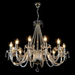 Casa Padrino Lustre en cristal baroque de luxe Argent Ø 75 x H. 70 cm - Somptueuse Lustre en laiton avec cristal de Bohême - Meubles baroques - Noble & somptueux Casa Padrino Lustre en cristal baroque de luxe Argent Ø 75 x H. 70 cm - Somptueuse Lustre en laiton avec cristal de Bohême - Meubles baroques - Noble & somptueux