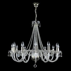 Casa Padrino Lustre en cristal baroque de luxe Argent Ø 75 x H. 70 cm - Somptueuse Lustre en laiton avec cristal de Bohême - Meubles baroques - Noble & somptueux Casa Padrino Lustre en cristal baroque de luxe Argent Ø 75 x H. 70 cm - Somptueuse Lustre en laiton avec cristal de Bohême - Meubles baroques - Noble & somptueux