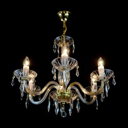 Casa Padrino Lustre en cristal baroque de luxe Or Ø 60 x H. 47 cm - Somptueuse Lustre en laiton avec cristal de Bohême - Meubles baroques - Noble & somptueux Casa Padrino Lustre en cristal baroque de luxe Or Ø 60 x H. 47 cm - Somptueuse Lustre en laiton avec cristal de Bohême - Meubles baroques - Noble & somptueux