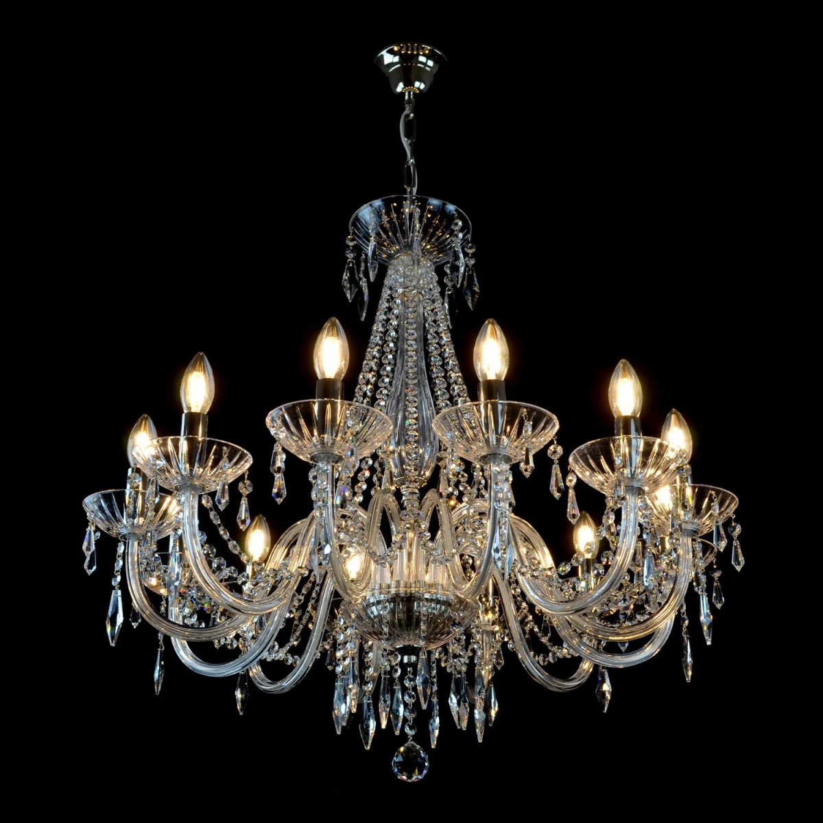 Casa Padrino Lustre en cristal baroque de luxe Argent Ø 80 x H. 75 cm - Somptueuse Lustre en laiton avec cristal de Bohême - Meubles baroques - Noble & somptueux Casa Padrino Lustre en cristal baroque de luxe Argent Ø 80 x H. 75 cm - Somptueuse Lustre en laiton avec cristal de Bohême - Meubles baroques - Noble & somptueux