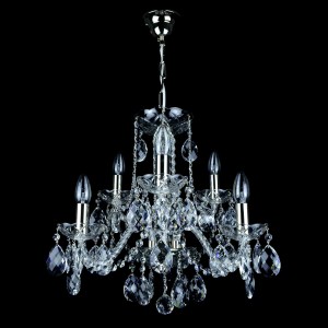 Casa Padrino Lámpara de araña de cristal barroco de lujo Plata Ø 50 x H. 48 cm - Suntuosa Lámpara de araña de latón con cristal de Bohemia - Muebles barrocos - Noble y suntuosa