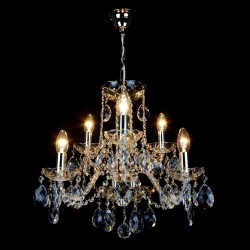 Casa Padrino Lámpara de araña de cristal barroco de lujo Plata Ø 50 x H. 48 cm - Suntuosa Lámpara de araña de latón con cristal de Bohemia - Muebles barrocos - Noble y suntuosa Casa Padrino Lámpara de araña de cristal barroco de lujo Plata Ø 50 x H. 48 cm - Suntuosa Lámpara de araña de latón con cristal de Bohemia - Muebles barrocos - Noble y suntuosa