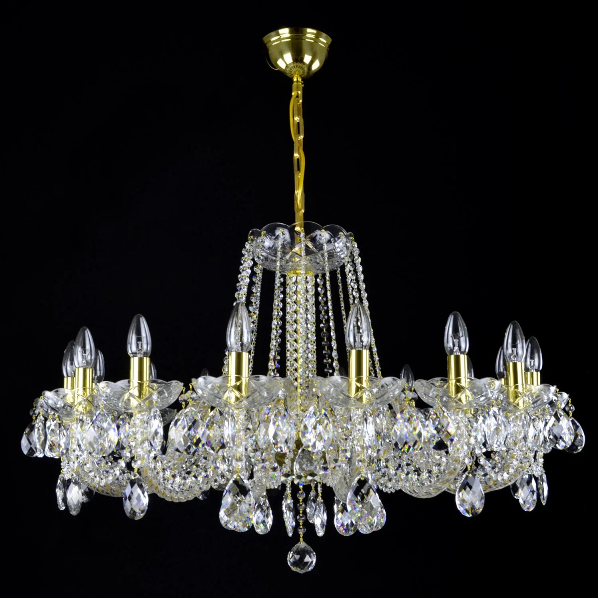 Casa Padrino Lámpara de araña de cristal barroco de lujo Oro Ø 95 x H. 60 cm - Suntuosa Lámpara de araña de latón con cristal de Bohemia - Muebles barrocos - Noble y suntuosa Casa Padrino Lámpara de araña de cristal barroco de lujo Oro Ø 95 x H. 60 cm - Suntuosa Lámpara de araña de latón con cristal de Bohemia - Muebles barrocos - Noble y suntuosa