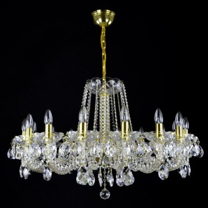 Casa Padrino Lámpara de araña de cristal barroco de lujo Oro Ø 95 x H. 60 cm - Suntuosa Lámpara de araña de latón con cristal de Bohemia - Muebles barrocos - Noble y suntuosa
