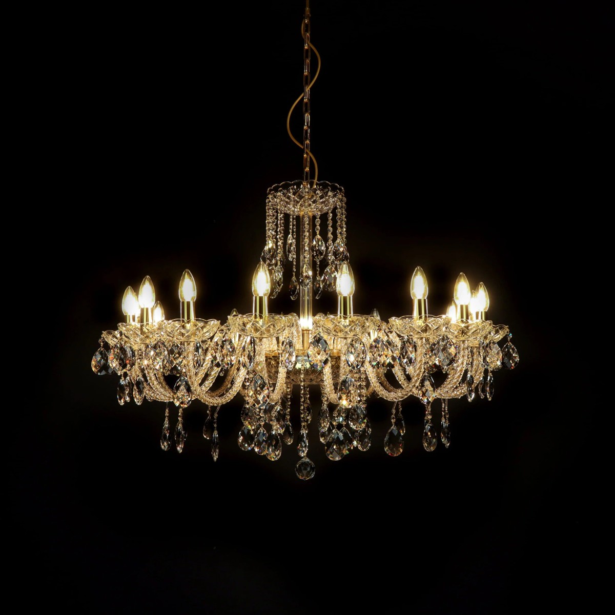 Casa Padrino Lámpara de araña de cristal barroco de lujo Oro Ø 88 x H. 65 cm - Suntuosa Lámpara de araña de latón con cristal de Bohemia - Muebles barrocos - Noble y suntuosa Casa Padrino Lámpara de araña de cristal barroco de lujo Oro Ø 88 x H. 65 cm - Suntuosa Lámpara de araña de latón con cristal de Bohemia - Muebles barrocos - Noble y suntuosa